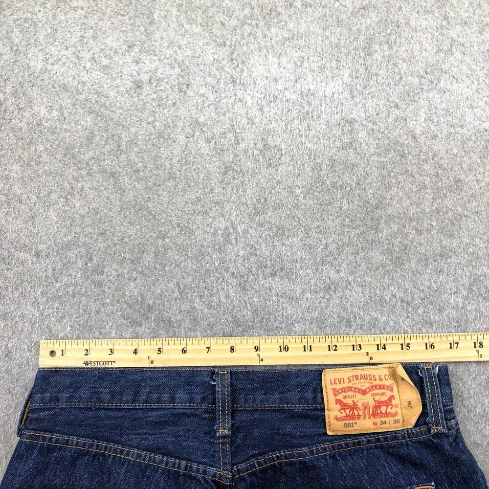 Levis 501 Jeans Mens 34x30 Blue Dark Wash Regular Straight Denim Pants Casual